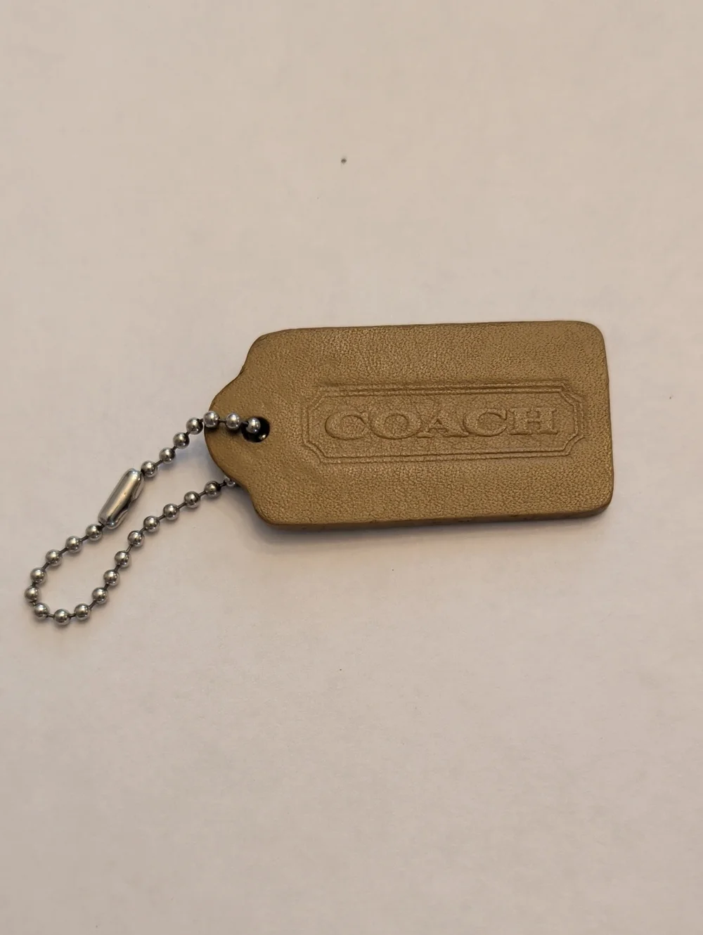 Coach Leather Hang Tag with Silver Ball Chain